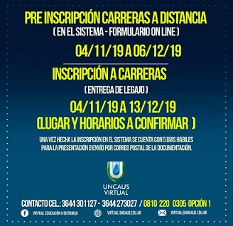 UNCAus abre Inscripciones de Carreras a Distancia